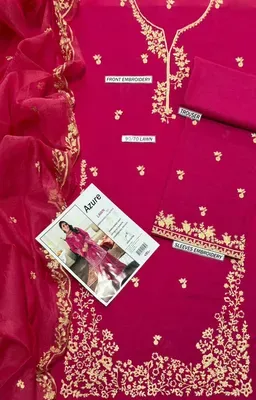 Pink Embroidered Lawn 3Pcs Set for Women thumbnail 3