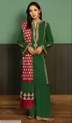 3 Pcs Women's Unstitched Embroidered Suit