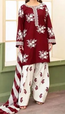 3 Pcs Women's Unstitched Embroidered Suit thumbnail 2