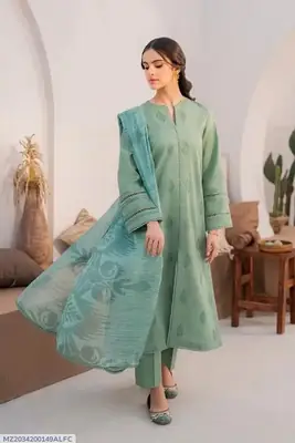 3 Pcs Women's Unstitched Embroidered Suit
