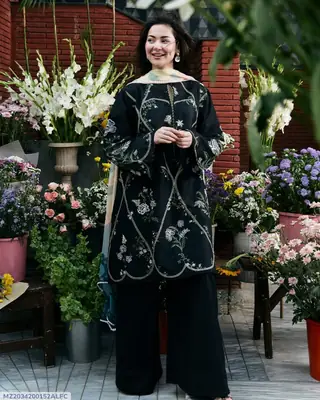 3 Pcs Women's Unstitched Embroidered Suit