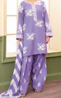 3 Pcs Women's Unstitched Embroidered Suit