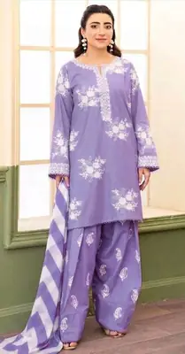 3 Pcs Women's Unstitched Embroidered Suit thumbnail 2