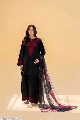 3 Pcs Women's Unstitched Embroidered Suit