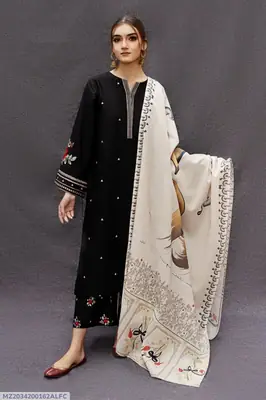 3 Pcs Women's Unstitched Embroidered Suit