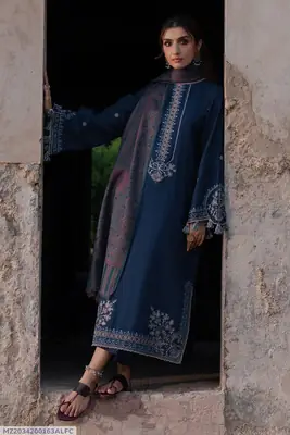 3 Pcs Women's Unstitched Embroidered Suit