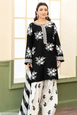 3 Pcs Women's Unstitched Embroidered Suit