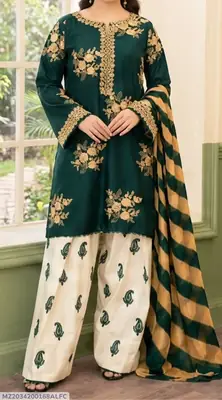 3 Pcs Women's Unstitched Embroidered Suit