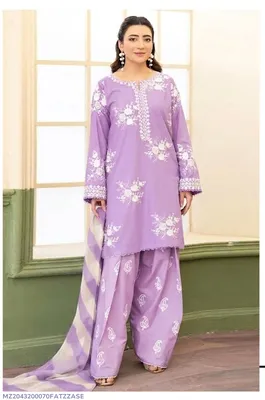 Purple Embroidered 3-Piece Lawn Suit for Women