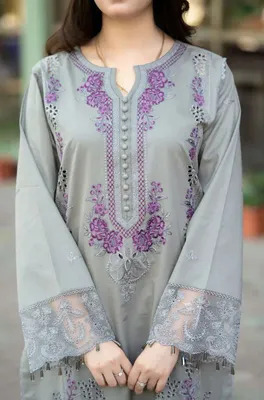 MUSHQ 3 Pcs Unstitched Chikankari Embroidered Suit thumbnail 2