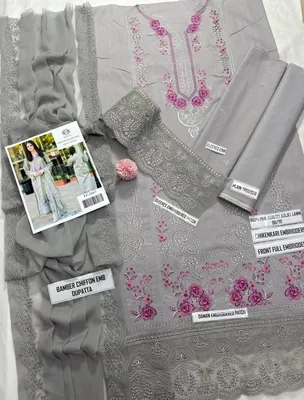 MUSHQ 3 Pcs Unstitched Chikankari Embroidered Suit thumbnail 5