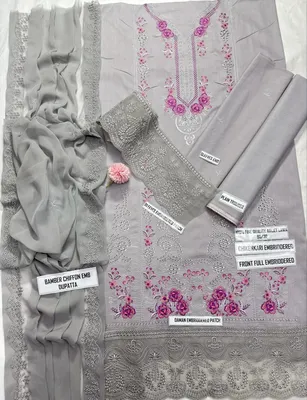 MUSHQ 3 Pcs Unstitched Chikankari Embroidered Suit thumbnail 6