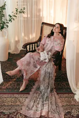 Hania Amir By Jade 3 Pcs Unstitched Chikankari Embroidered Suit