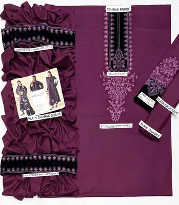 3 Pcs Women's Unstitched Dyed Suit thumbnail 3