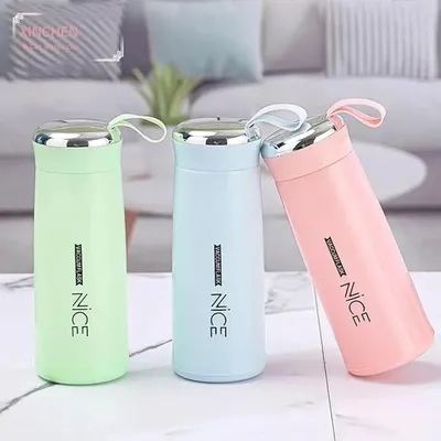 Perfect For Gym - 1 Pc Multicolor Stainless Steel Water Bottle thumbnail 5
