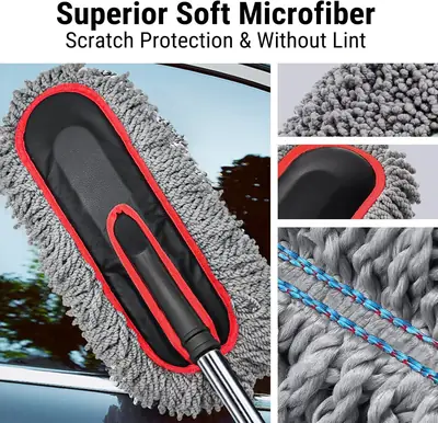 Microfiber Extendable Car Duster - Telescopic Long Handle Scratch-Free (33 Inch) thumbnail 3