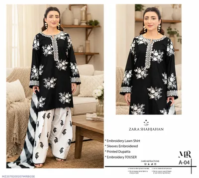 3 Pcs Women's Unstitched Embroidered Suit