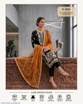 3 Pcs Women's Unstitched Embroidered Suit