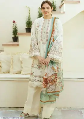 3 Pcs Women's Unstitched Embroidered Suit