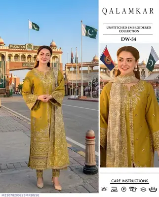 3 Pcs Women's Unstitched Embroidered Suit