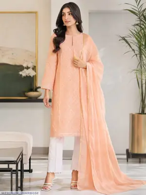 3 Pcs Women's Unstitched Embroidered Suit