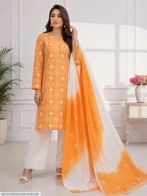 3 Pcs Women's Unstitched Embroidered Suit