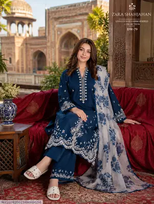 3 Pcs Women's Unstitched Embroidered Suit