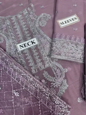 3 Pcs Women's Unstitched Embroidered Suit thumbnail 3