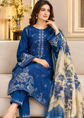 3 Pcs Women's Unstitched Embroidered Suit