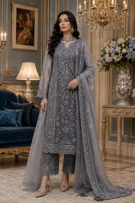 3 Pcs Women's Unstitched Embroidered Suit