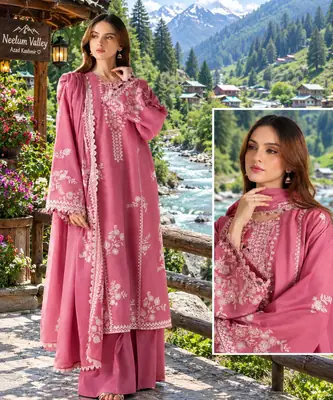 3 Pcs Women's Unstitched Embroidered Suit