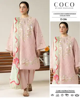 3 Pcs Women's Unstitched Embroidered Suit