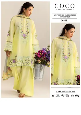 3 Pcs Women's Unstitched Embroidered Suit