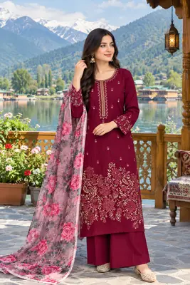 3 Pcs Women's Unstitched Embroidered Suit