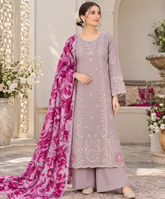 3 Pcs Women's Unstitched Embroidered Suit