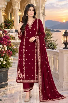 3 Pcs Women's Unstitched Embroidered Suit