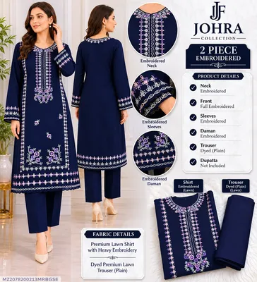 2 Pcs Women's Unstitched Embroidered Suit