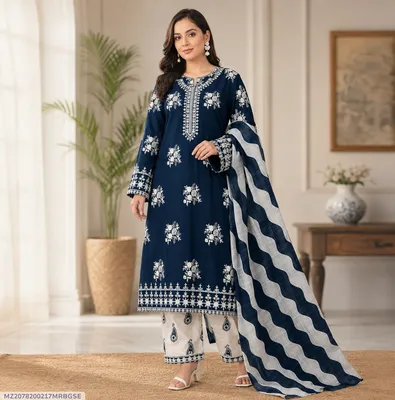 2 Pcs Women's Unstitched Embroidered Suit
