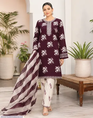 2 Pcs Women's Unstitched Embroidered Suit