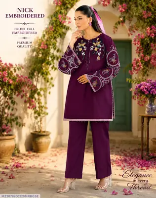 2 Pcs Women's Unstitched Embroidered Suit