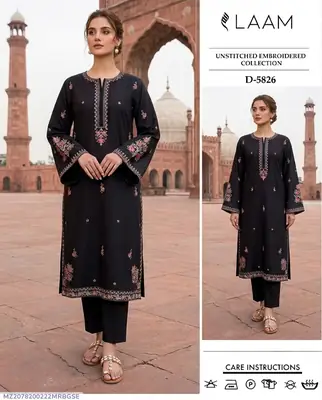 2 Pcs Women's Unstitched Embroidered Suit