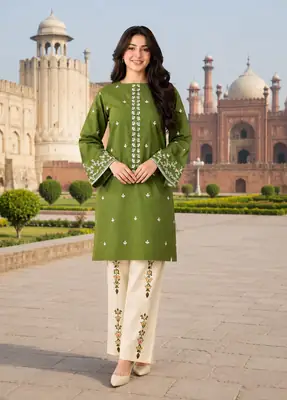 2 Pcs Women's Unstitched Embroidered Suit