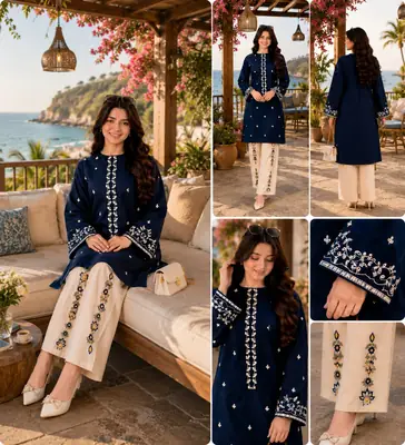 2 Pcs Women's Unstitched Embroidered Suit