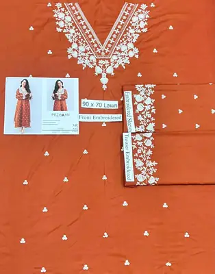 2 Pcs Women's Unstitched Embroidered Suit thumbnail 2