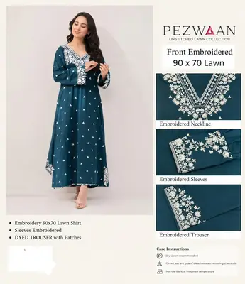2 Pcs Women's Unstitched Embroidered Suit