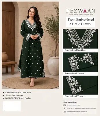 2 Pcs Women's Unstitched Embroidered Suit