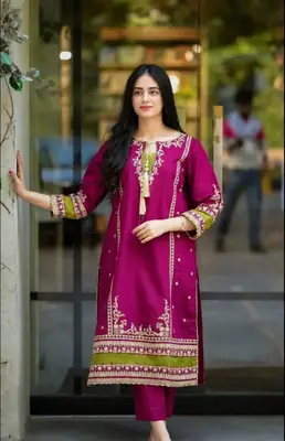 2 Pcs Women's Unstitched Embroidered Suit