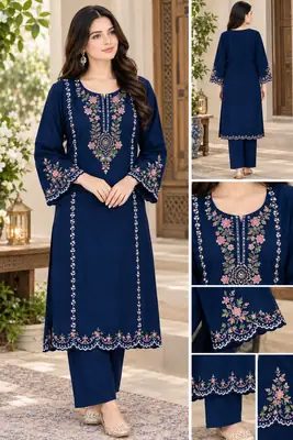 2 Pcs Women's Unstitched Embroidered Suit