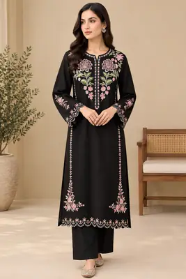 2 Pcs Women's Unstitched Embroidered Suit