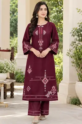 2 Pcs Women's Unstitched Embroidered Suit